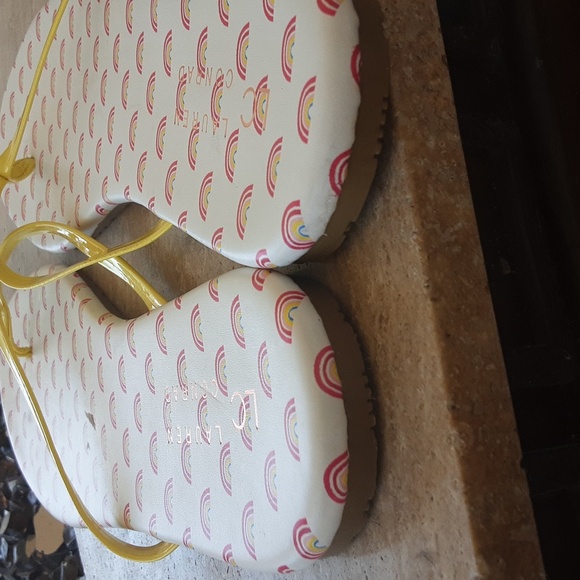 LC Lauren Conrad white and yellow flip flops size 10 M - Picture 5 of 10